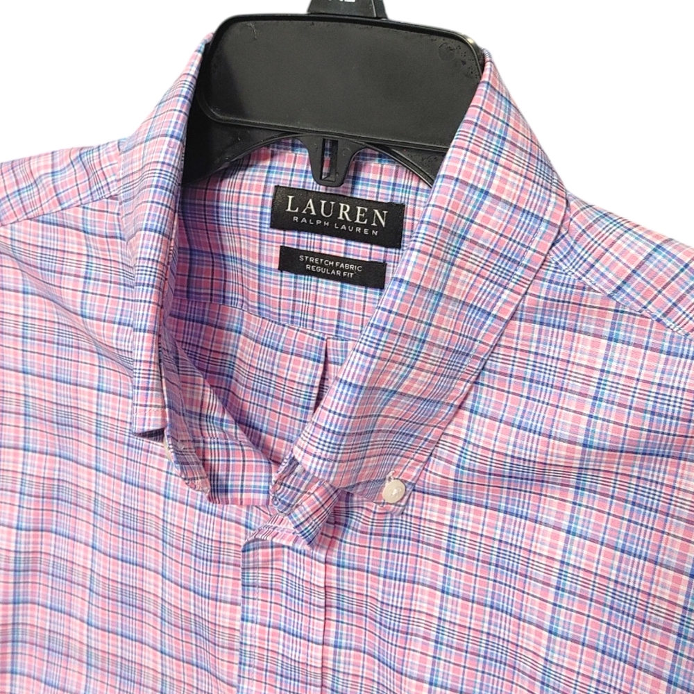 Lauren Ralph Lauren Men's Blue Pink Plaid Button Down Shirt Mens Size Large - Picture 7 of 12